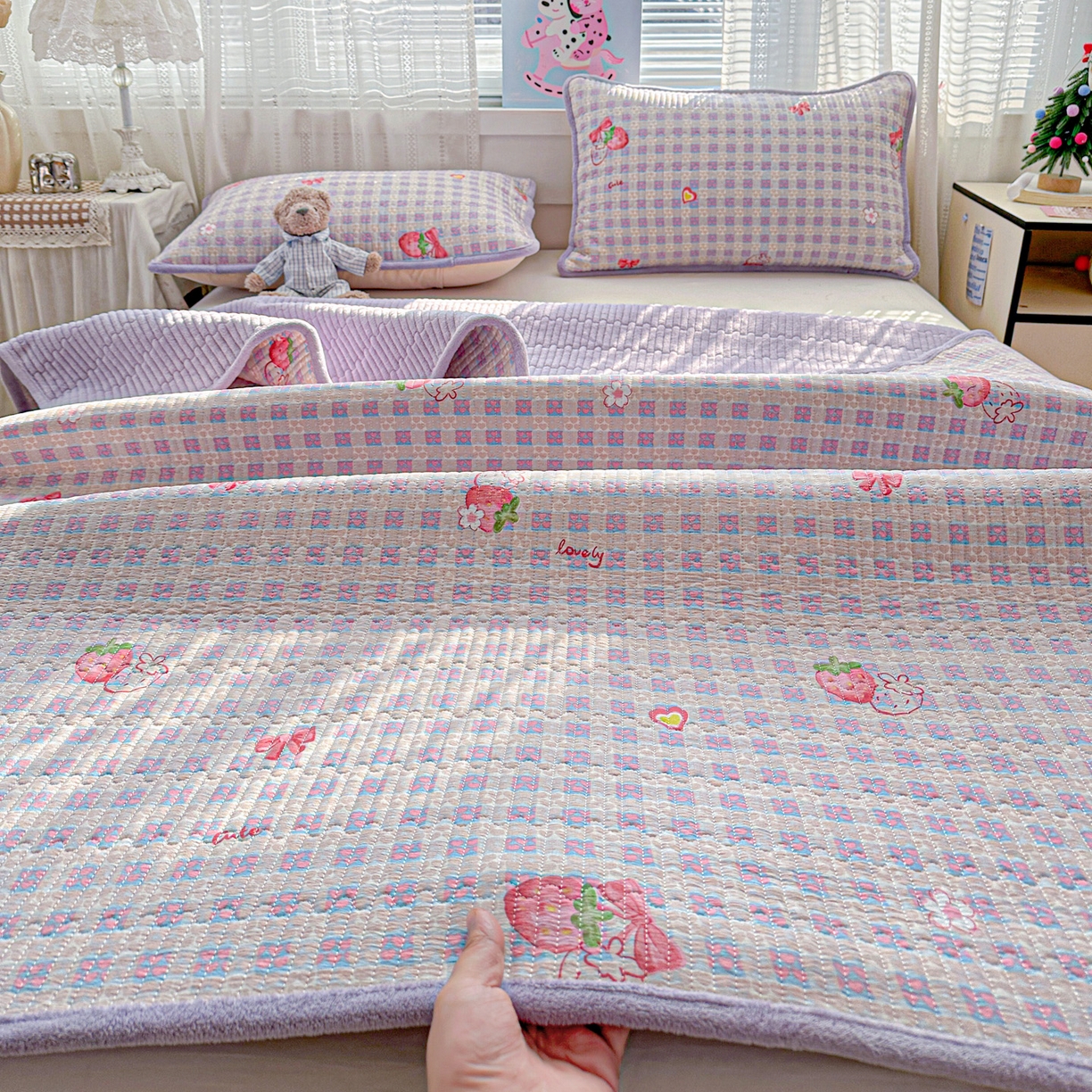 91家纺网 家纺一手货源 找家纺 （总）恒尚居 2026新款A类双层纱牛奶绒夹棉床垫