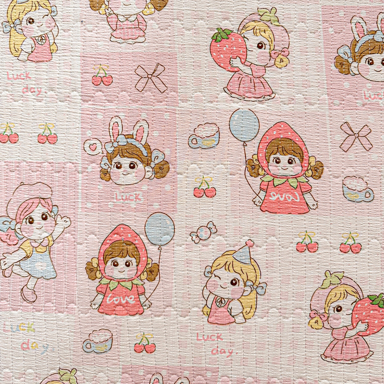 91家纺网 家纺一手货源 找家纺 恒尚居 2026新款A类双层纱牛奶绒夹棉床垫 棒棒糖女孩