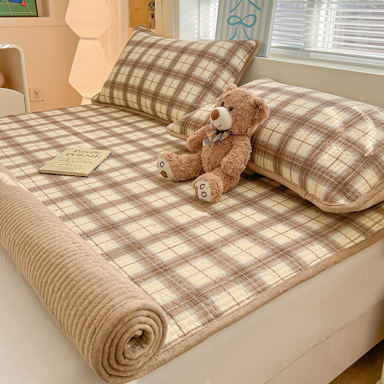 91家纺网 家纺一手货源 找家纺 恒尚居 2026新款A类双层纱牛奶绒夹棉床垫 贝拉格