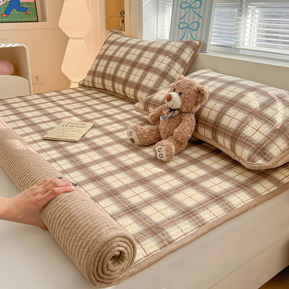 91家纺网 家纺一手货源 找家纺 恒尚居 2026新款A类双层纱牛奶绒夹棉床垫 贝拉格