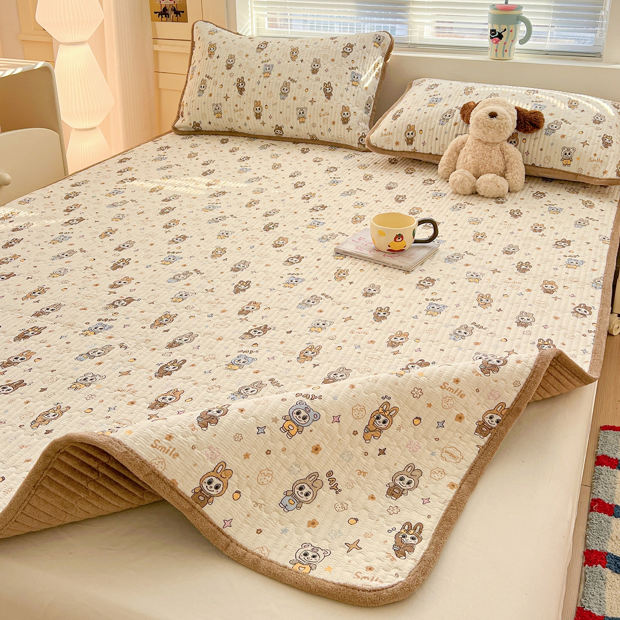 91家纺网 家纺一手货源 找家纺 恒尚居 2026新款A类双层纱牛奶绒夹棉床垫 拉布布