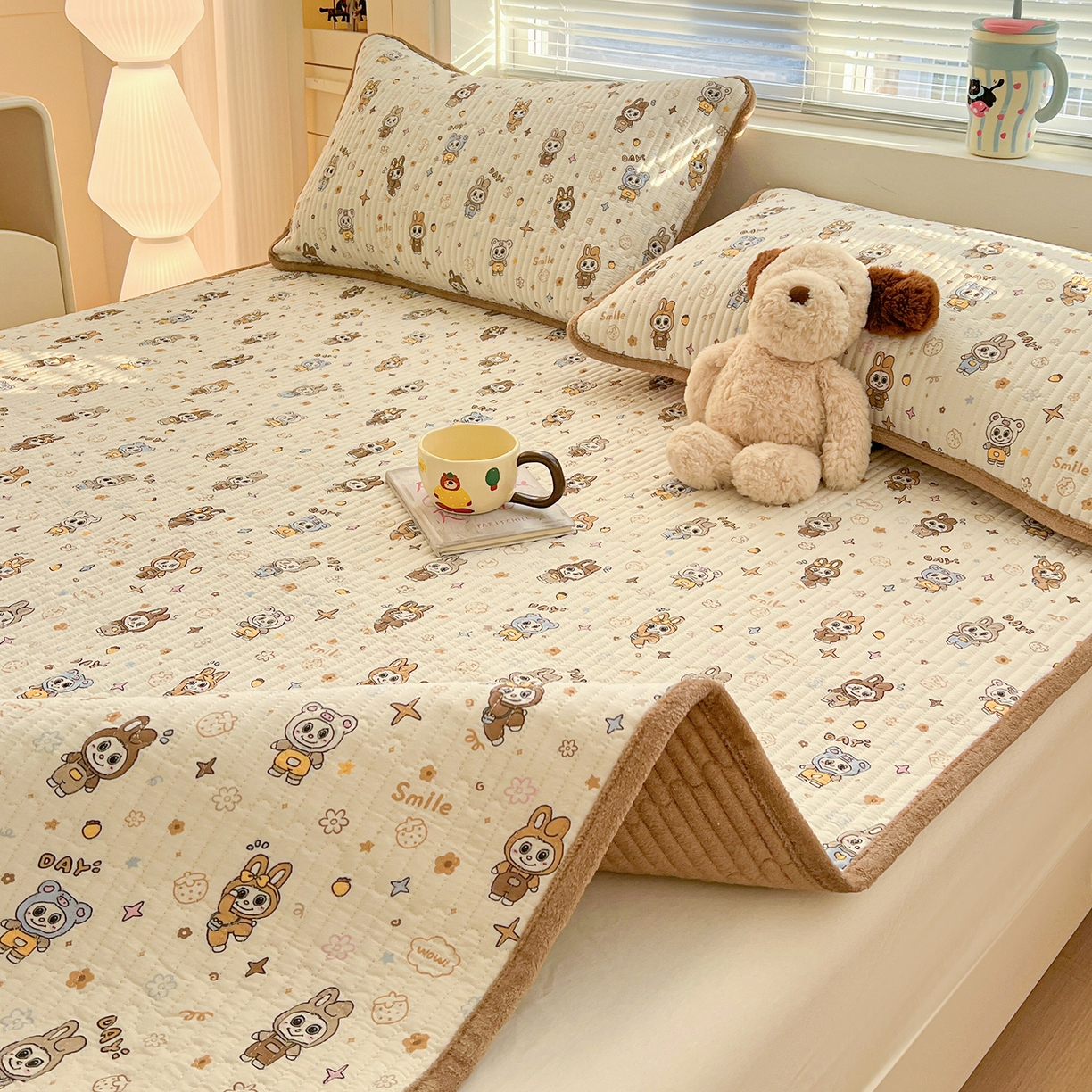 91家纺网 家纺一手货源 找家纺 恒尚居 2026新款A类双层纱牛奶绒夹棉床垫 拉布布