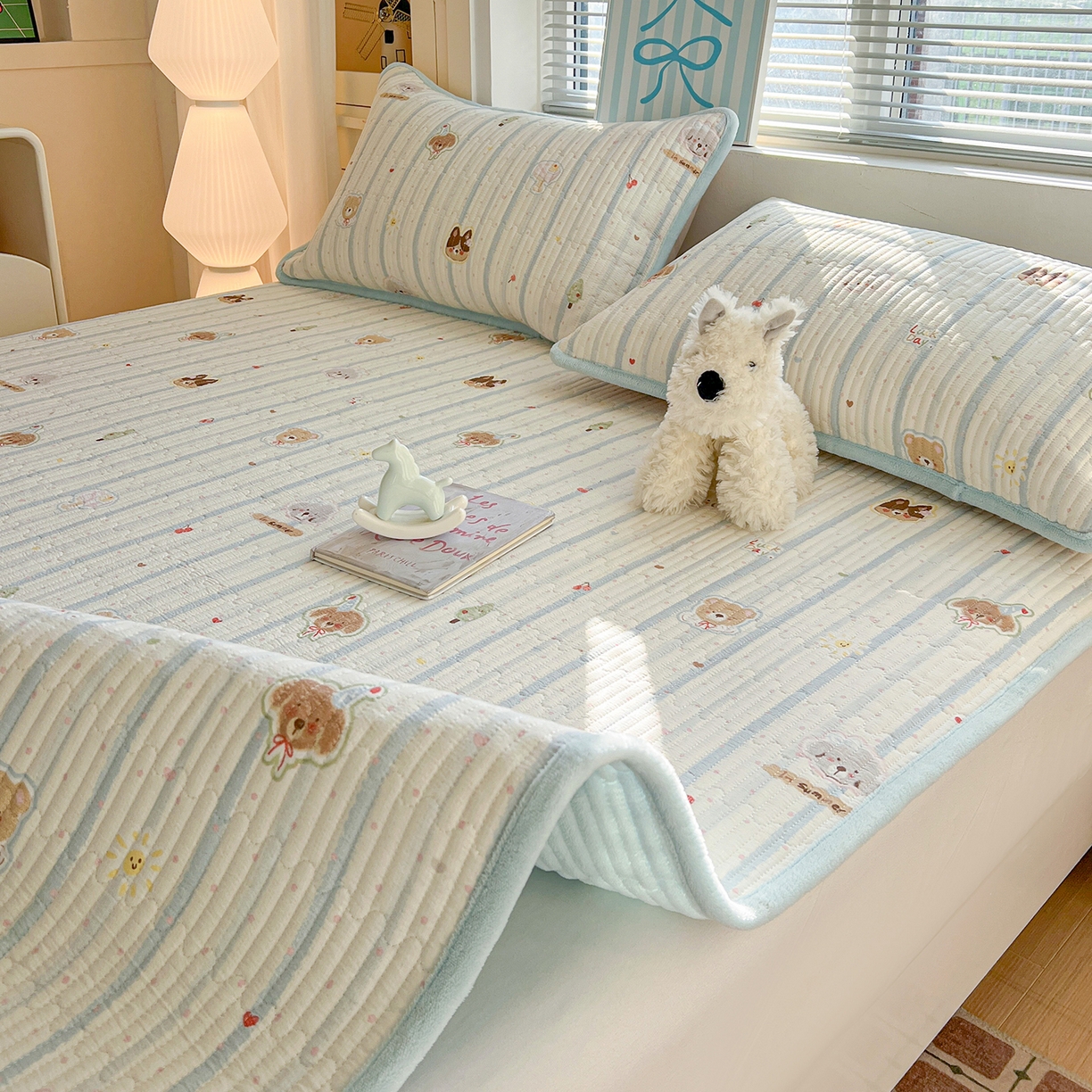 91家纺网 家纺一手货源 找家纺 恒尚居 2026新款A类双层纱牛奶绒夹棉床垫 汪汪队