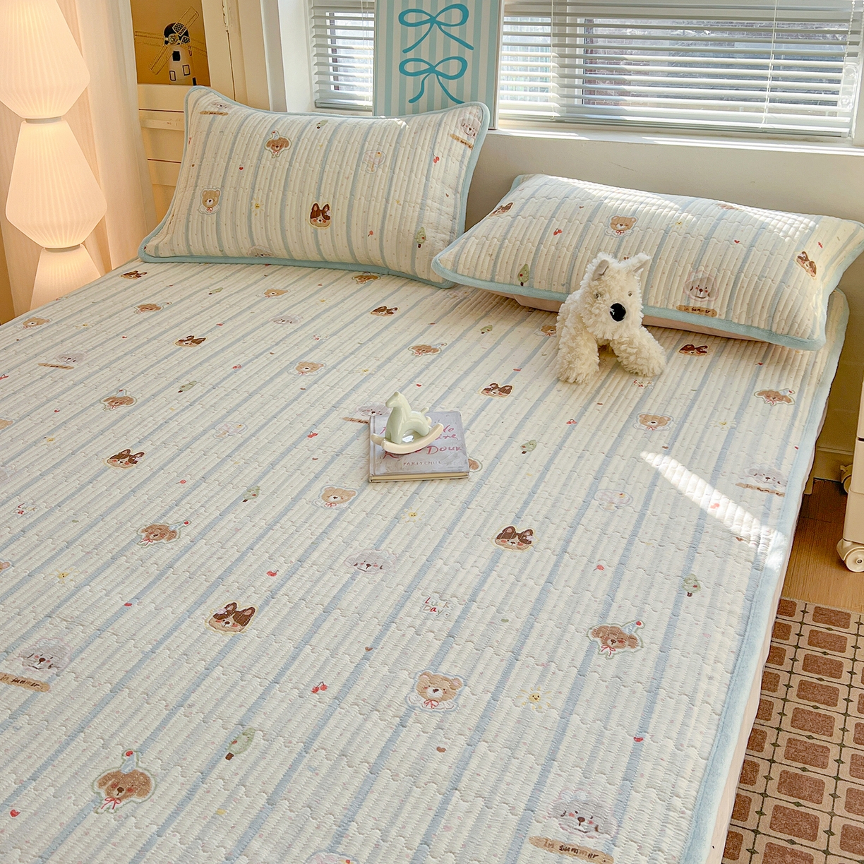 91家纺网 家纺一手货源 找家纺 恒尚居 2026新款A类双层纱牛奶绒夹棉床垫 汪汪队