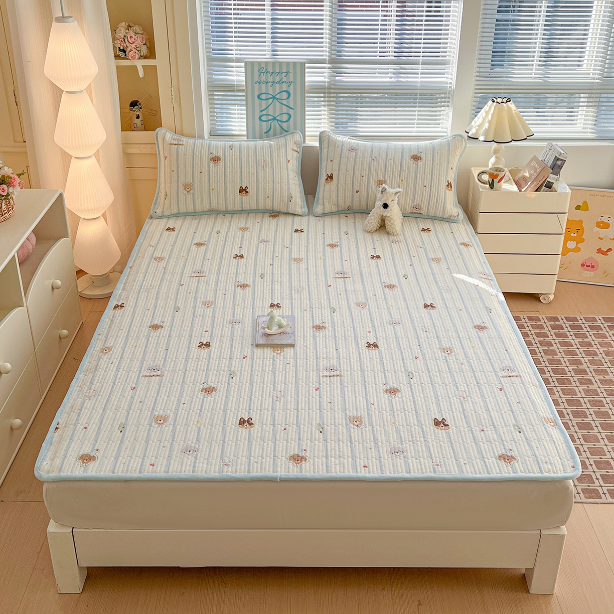 91家纺网 家纺一手货源 找家纺 恒尚居 2026新款A类双层纱牛奶绒夹棉床垫 汪汪队