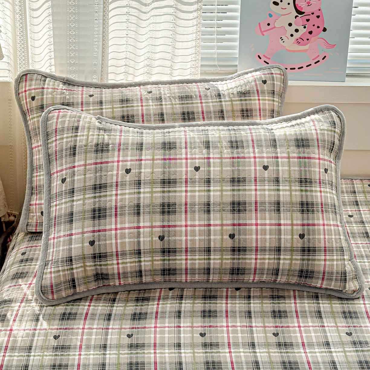 91家纺网 家纺一手货源 找家纺 恒尚居 2026新款A类双层纱牛奶绒夹棉床垫 英伦格