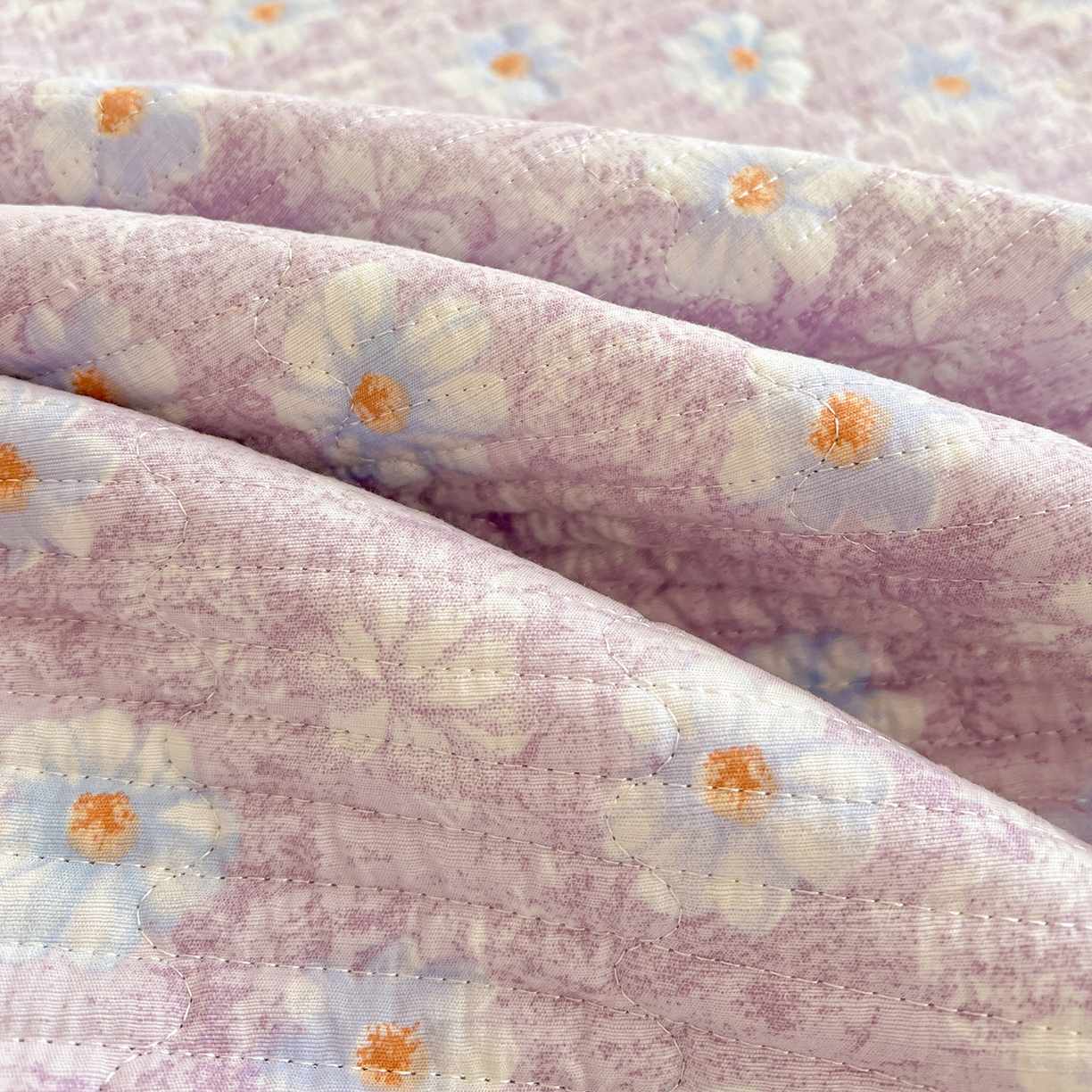 91家纺网 家纺一手货源 找家纺 恒尚居 2026新款A类双层纱牛奶绒夹棉床垫 紫罗花