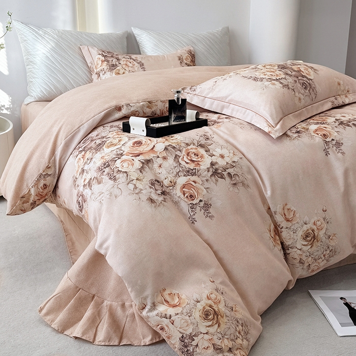 91家纺网 家纺一手货源 找家纺 遇安家纺 2026新款全棉活性印花四件套 芳华