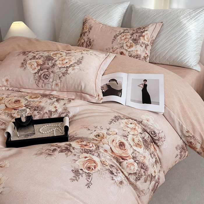 91家纺网 家纺一手货源 找家纺 遇安家纺 2026新款全棉活性印花四件套 芳华