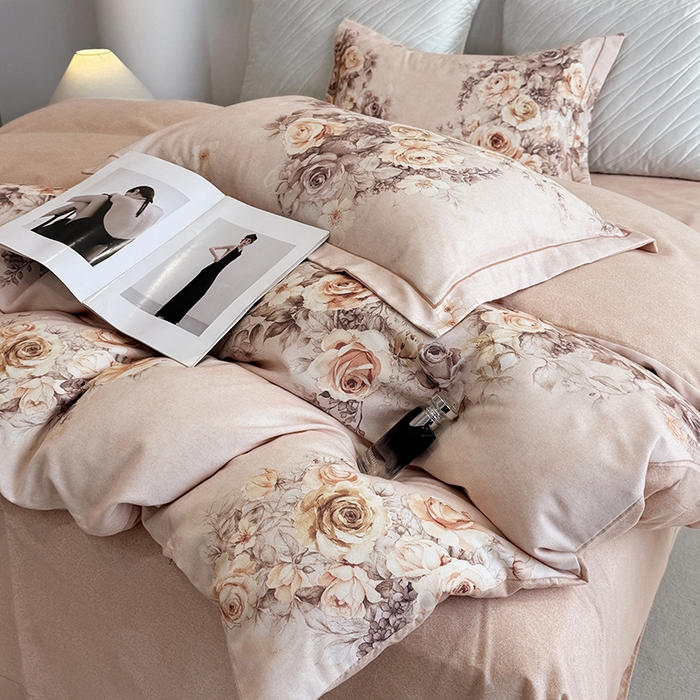 91家纺网 家纺一手货源 找家纺 遇安家纺 2026新款全棉活性印花四件套 芳华