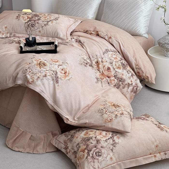 91家纺网 家纺一手货源 找家纺 遇安家纺 2026新款全棉活性印花四件套 芳华