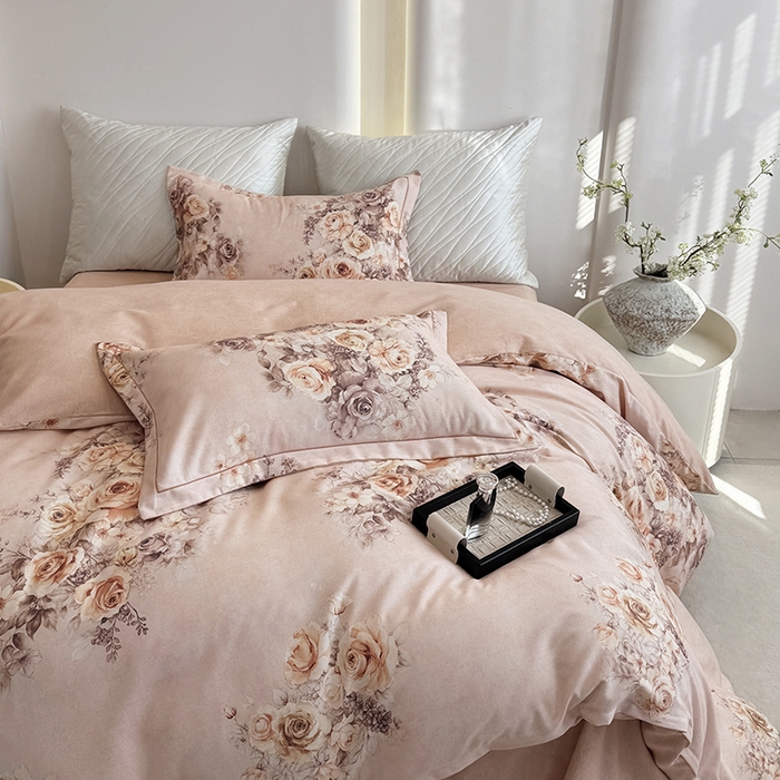 91家纺网 家纺一手货源 找家纺 遇安家纺 2026新款全棉活性印花四件套 芳华