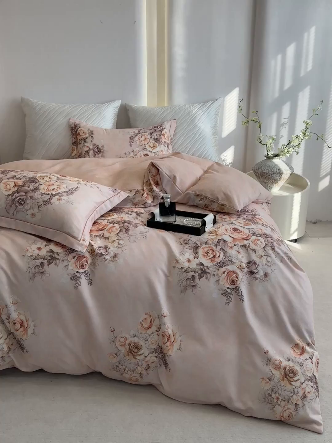 91家纺网 家纺一手货源 找家纺 遇安家纺 2026新款全棉活性印花四件套 芳华