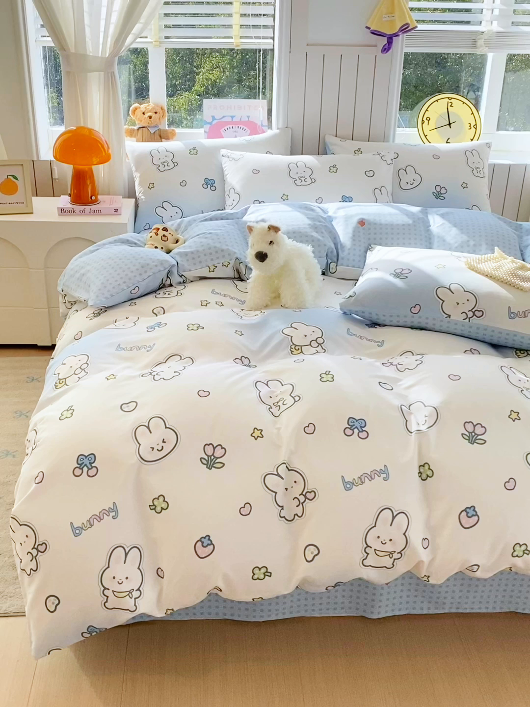 91家纺网 家纺一手货源 找家纺 小懒猪 2026新款全棉印花卡通系列四件套（提供买家秀） 星兔软糖