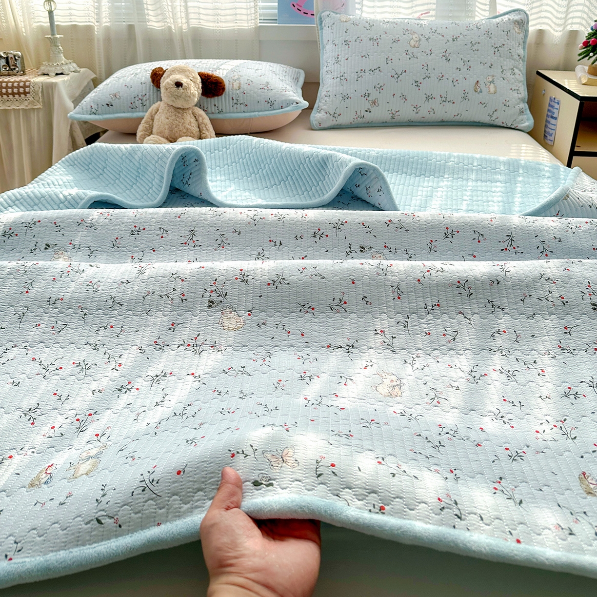 恒尚居 2026新款双层纱牛奶绒床垫床褥子云感夹棉床单软床垫-秋冬款-链接二 刺猬与兔