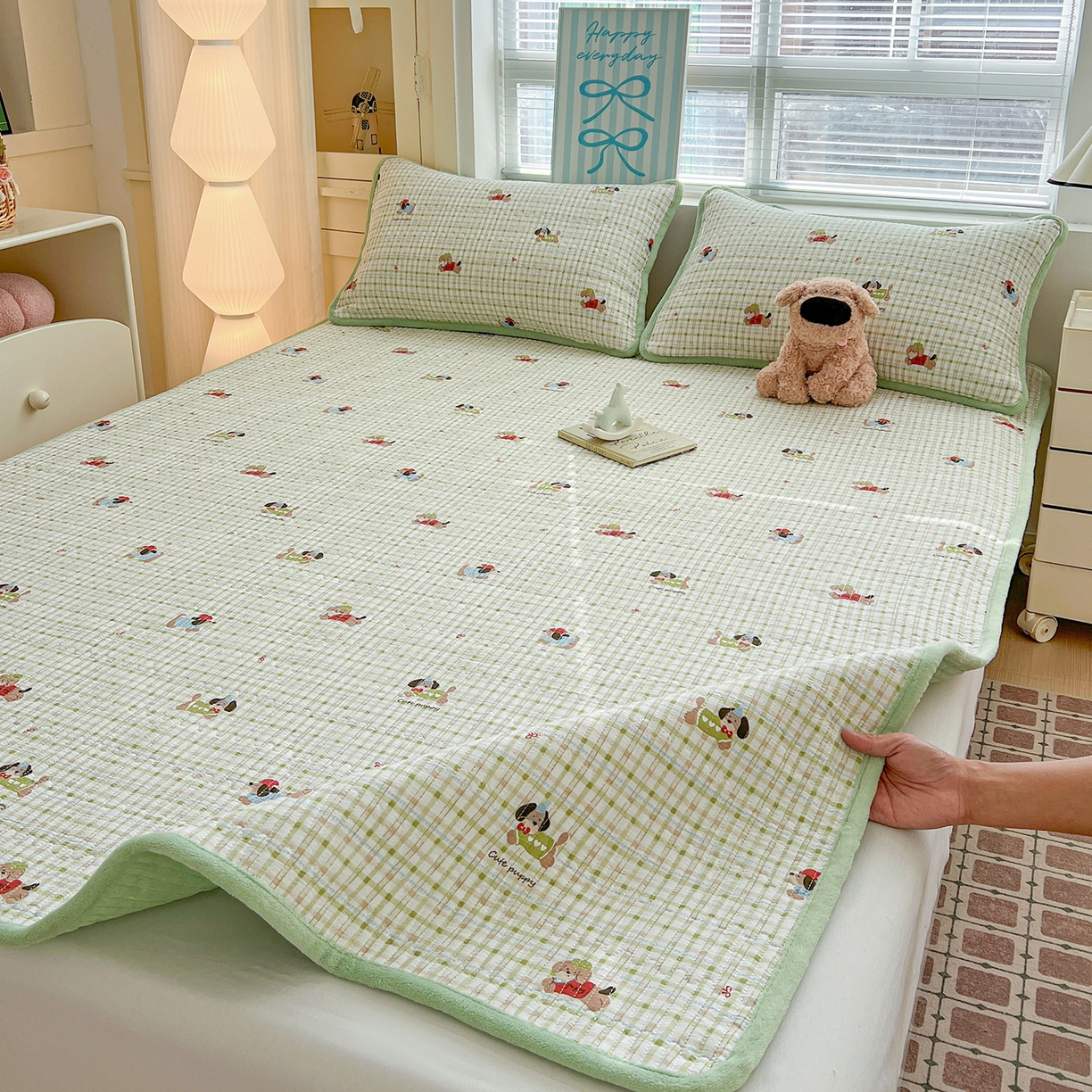 91家纺网 家纺一手货源 找家纺 恒尚居 2026新款双层纱牛奶绒床垫床褥子云感夹棉床单软床垫-秋冬款-链接二 大笨狗