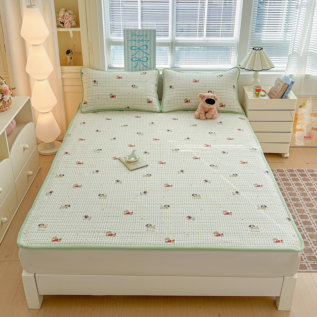 91家纺网 家纺一手货源 找家纺 恒尚居 2026新款双层纱牛奶绒床垫床褥子云感夹棉床单软床垫-秋冬款-链接二 大笨狗