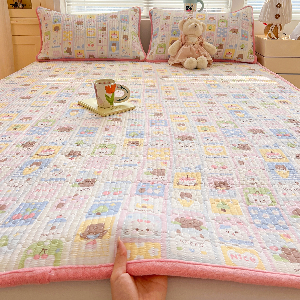 恒尚居 2026新款双层纱牛奶绒床垫床褥子云感夹棉床单软床垫-秋冬款-链接二 动物世界