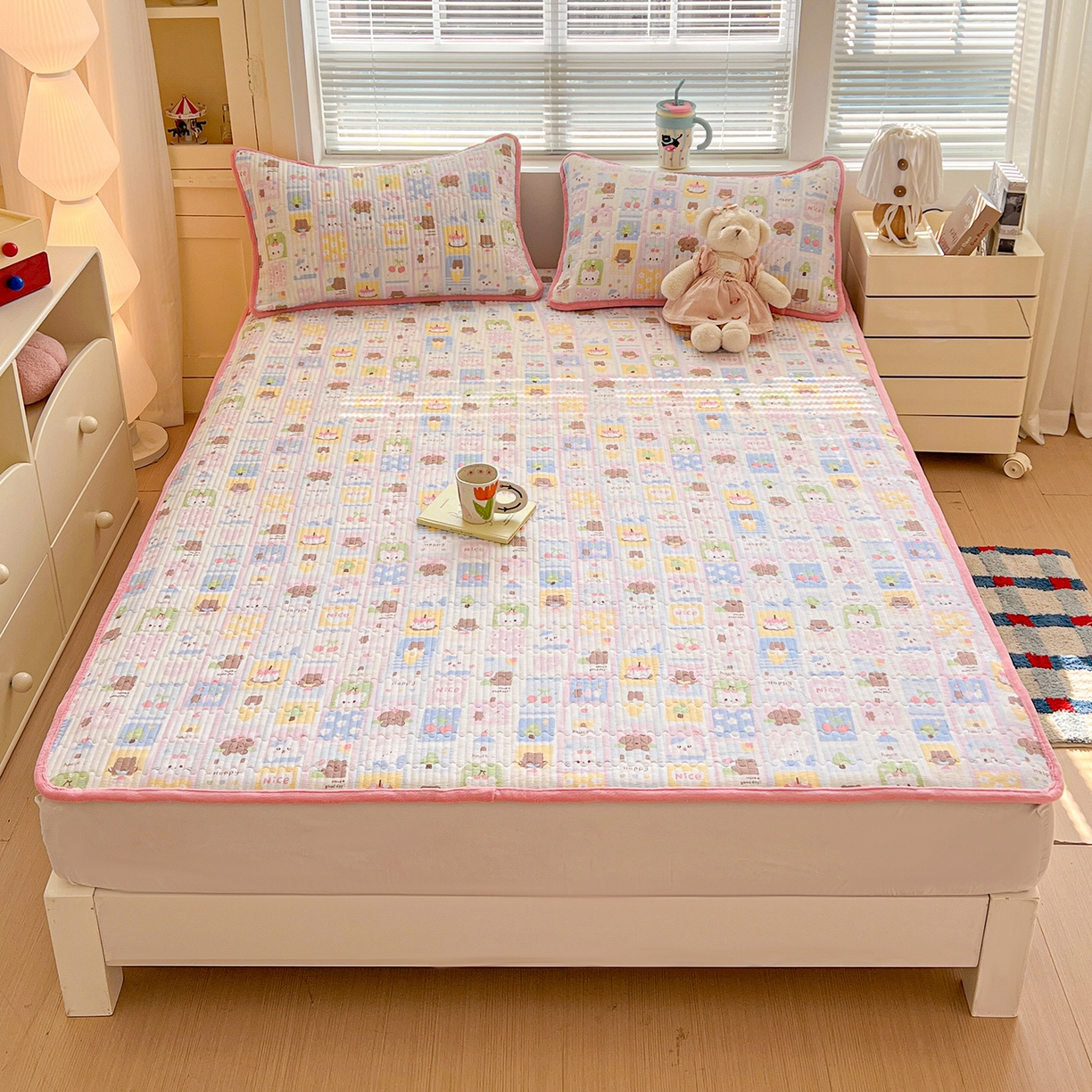 91家纺网 家纺一手货源 找家纺 恒尚居 2026新款双层纱牛奶绒床垫床褥子云感夹棉床单软床垫-秋冬款-链接二 动物世界