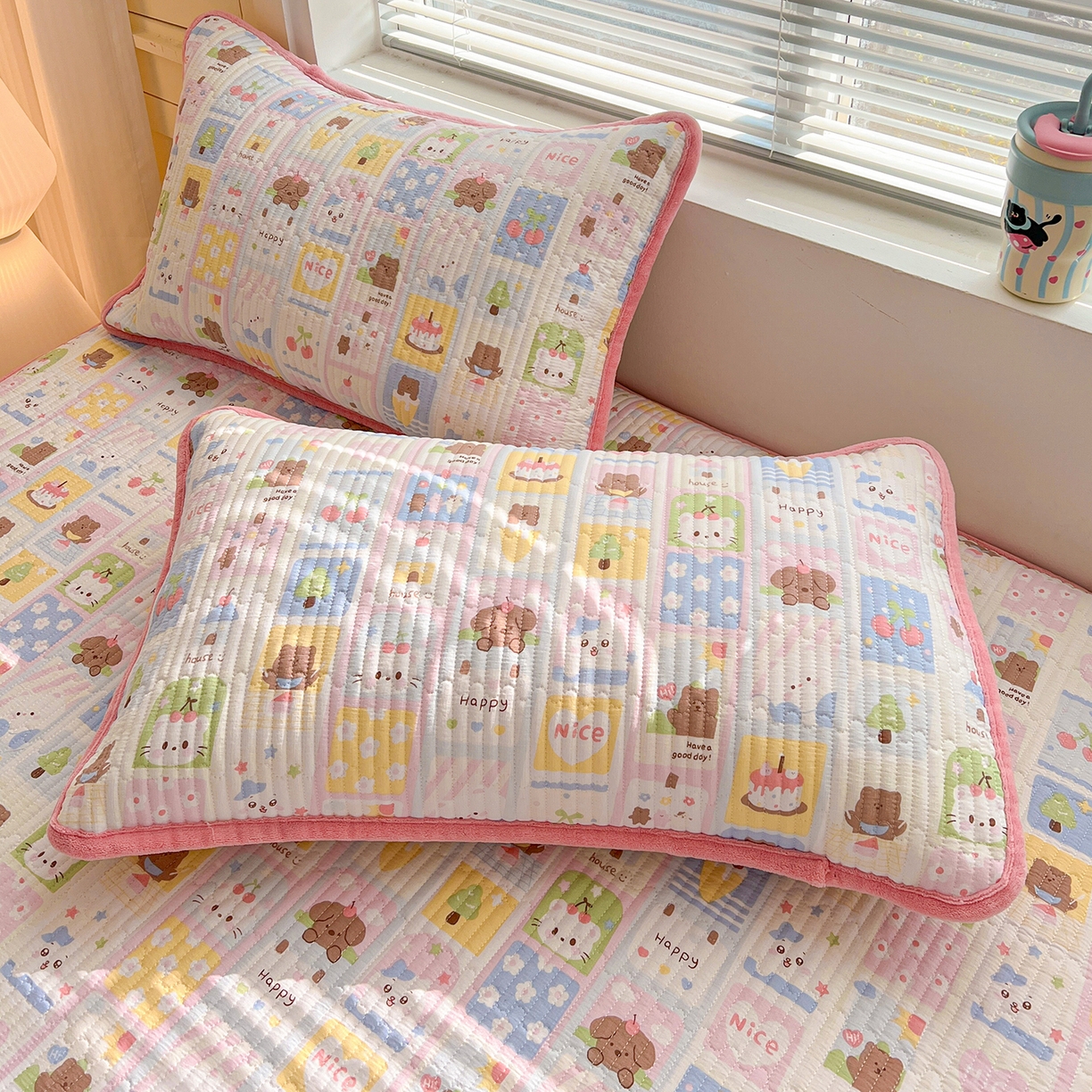 91家纺网 家纺一手货源 找家纺 恒尚居 2026新款双层纱牛奶绒床垫床褥子云感夹棉床单软床垫-秋冬款-链接二 动物世界