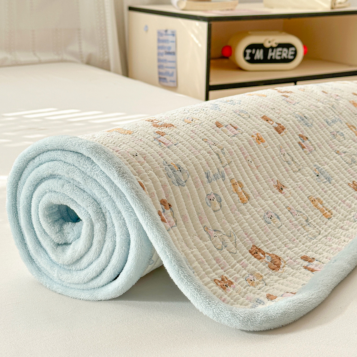 91家纺网 家纺一手货源 找家纺 恒尚居 2026新款双层纱牛奶绒床垫床褥子云感夹棉床单软床垫-秋冬款-链接二 萌宠乐园