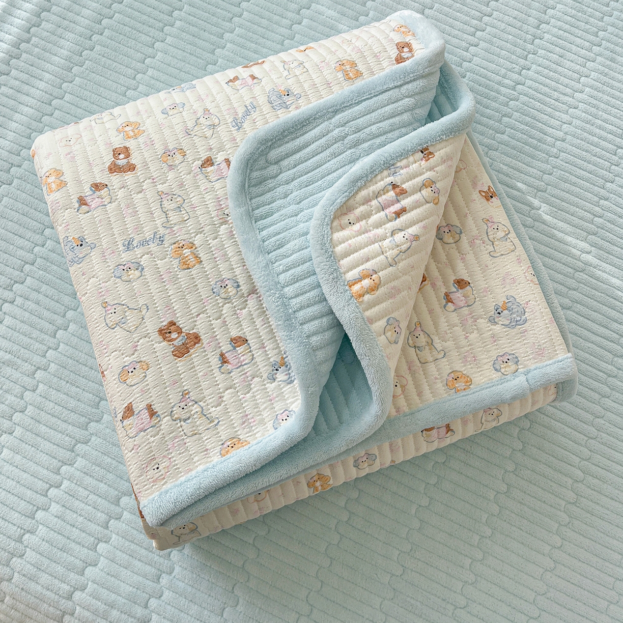 91家纺网 家纺一手货源 找家纺 恒尚居 2026新款双层纱牛奶绒床垫床褥子云感夹棉床单软床垫-秋冬款-链接二 萌宠乐园