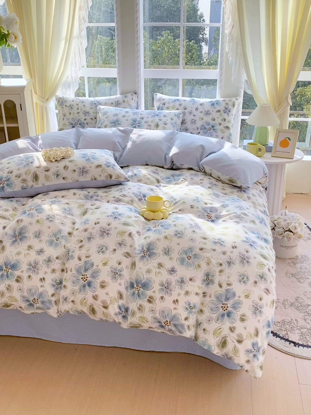 91家纺网 家纺一手货源 找家纺 小懒猪 2026春夏新款全棉纯棉花卉款四件套（提供买家秀） 柳色衫林