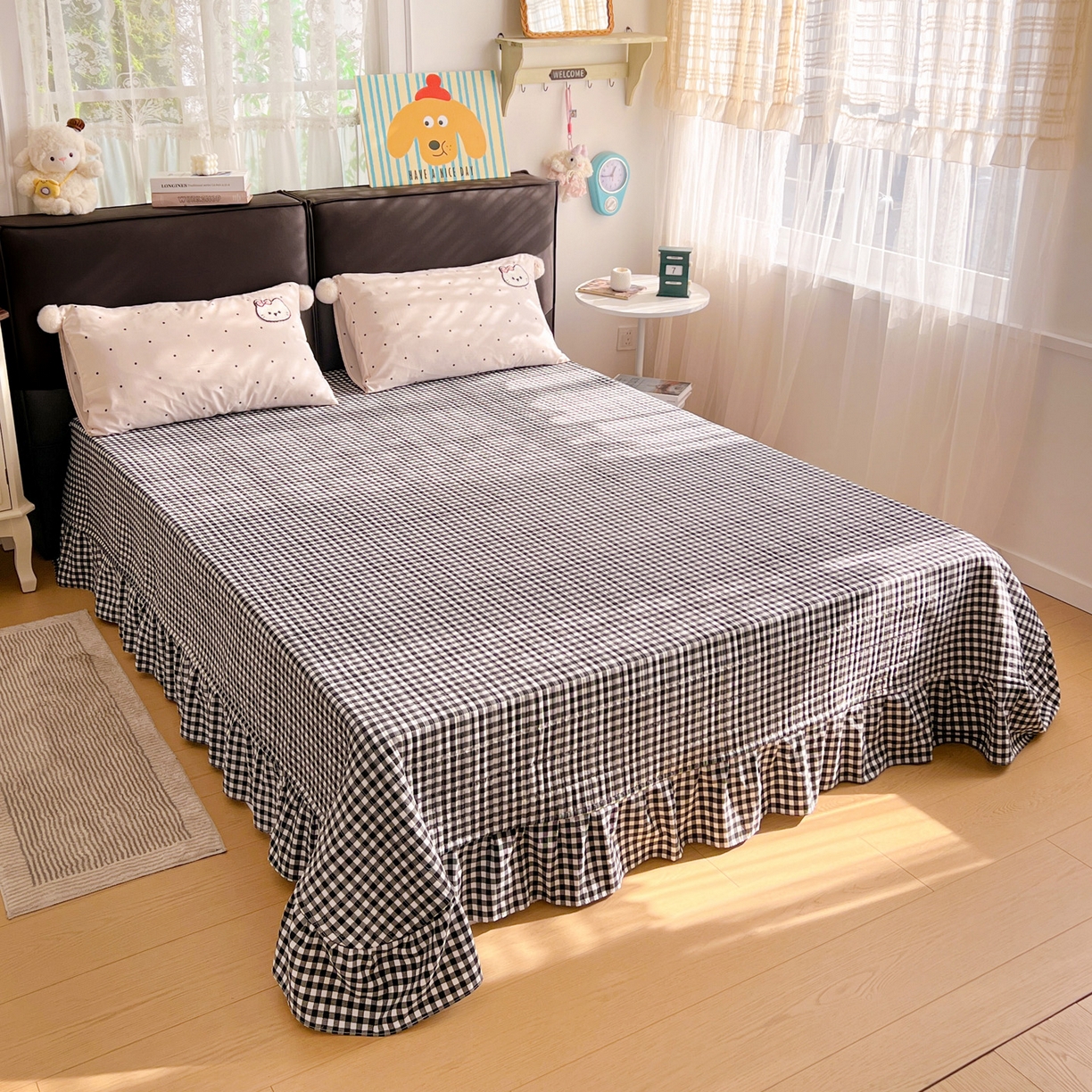 91家纺网 家纺一手货源 找家纺 （总）富米莱单品馆 2026新款水洗棉波点毛巾绣黑格球球款单品