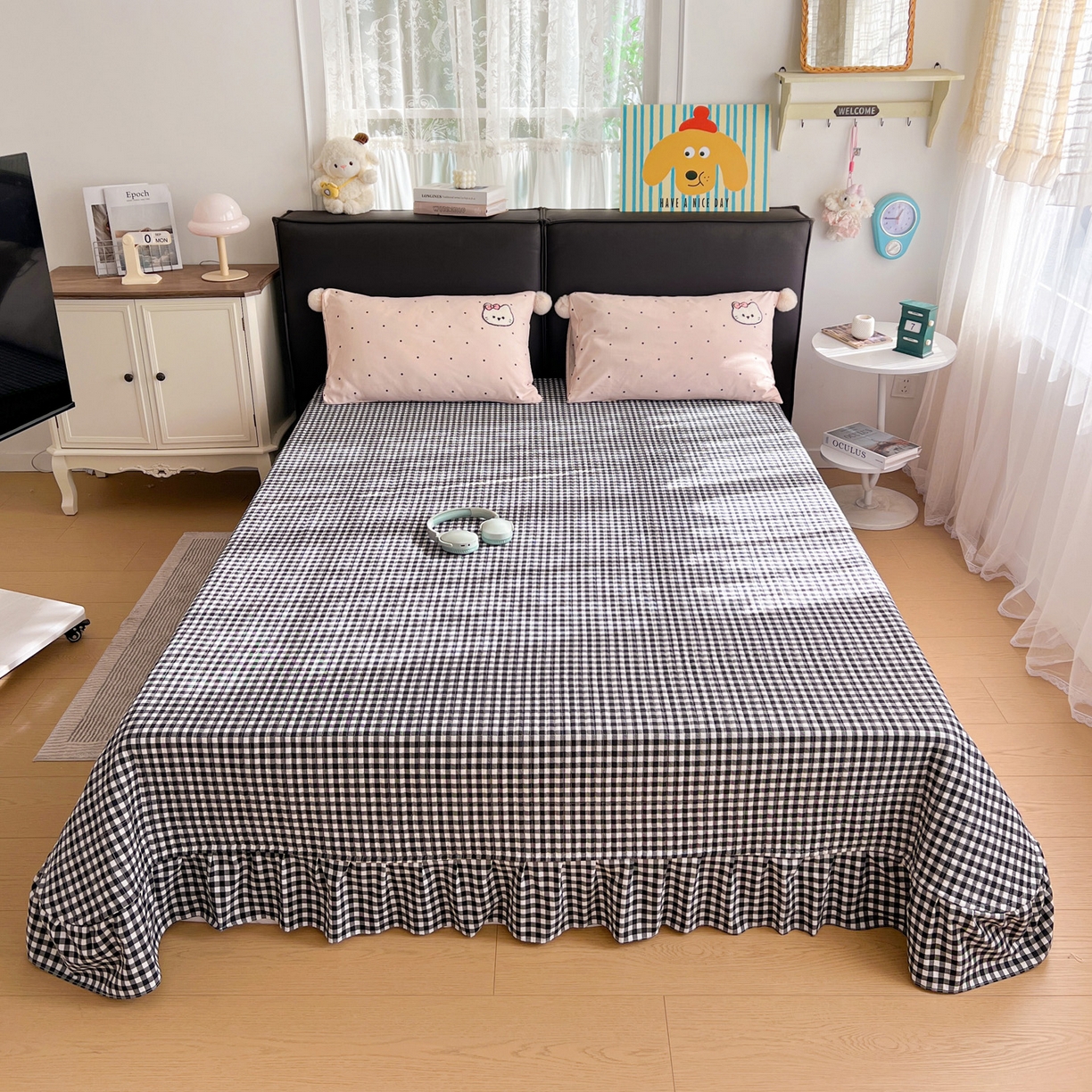 91家纺网 家纺一手货源 找家纺 （总）富米莱单品馆 2026新款水洗棉波点毛巾绣黑格球球款单品