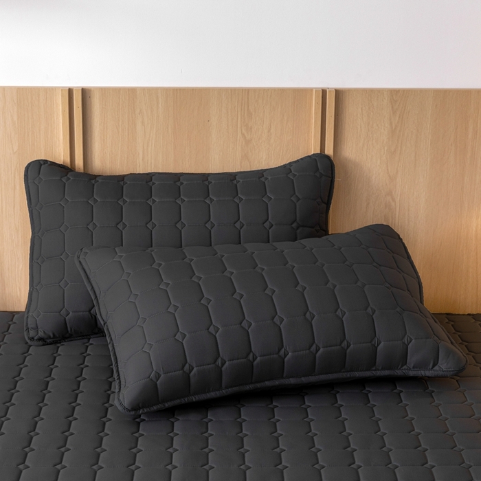 91家纺网 家纺一手货源 找家纺 宇淳 2026跨境外贸水洗棉夹棉单件床签床垫保护套四季通用防滑床罩梦思床垫保护罩三件套非全棉 黑色