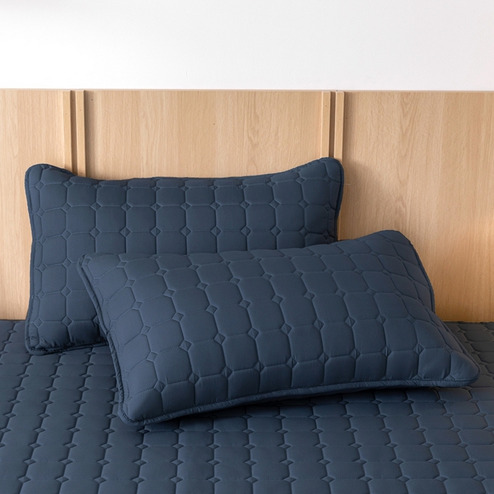 91家纺网 家纺一手货源 找家纺 宇淳 2026跨境外贸水洗棉夹棉单件床签床垫保护套四季通用防滑床罩梦思床垫保护罩三件套非全棉 丈青