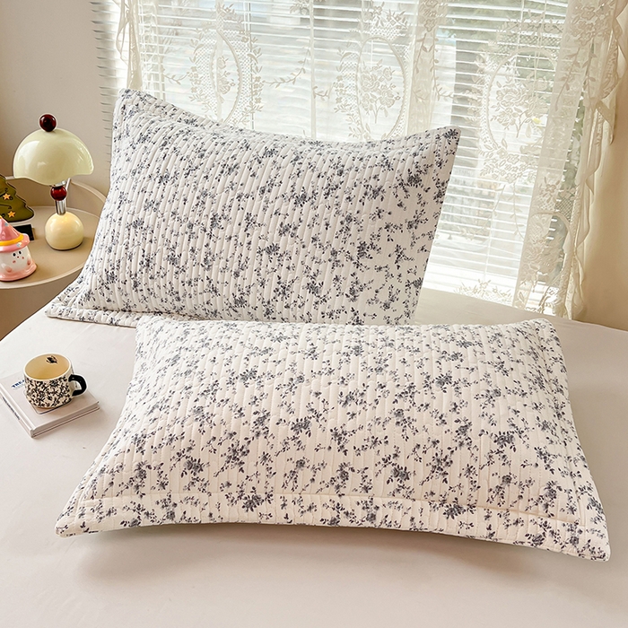 91家纺网 家纺一手货源 找家纺 梦舒羽 2025新款A类云朵棉夹棉枕套宿舍单人一只装枕芯内胆套-单人枕套 兰亭序-灰（压线夹棉）