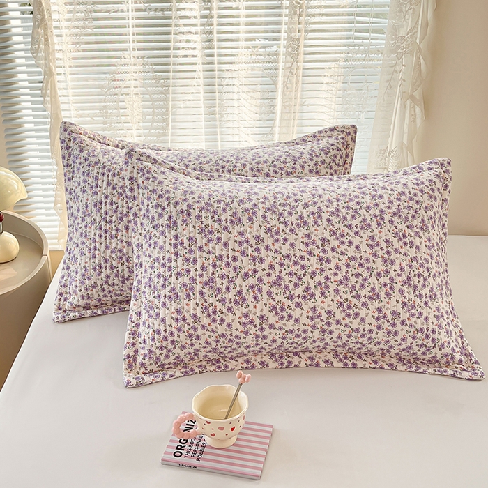 91家纺网 家纺一手货源 找家纺 圣比熊 2025新款A类云朵棉夹棉枕套宿舍单人一只装枕芯内胆套-单人枕套 紫韵星野（压线夹棉）