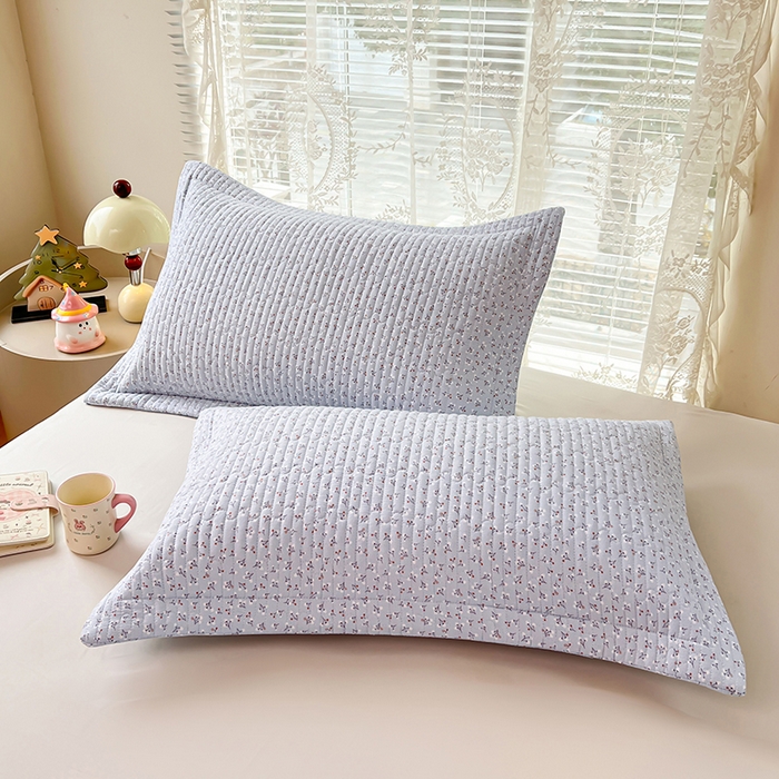 91家纺网 家纺一手货源 找家纺 梦舒羽 2025新款A类云朵棉夹棉枕套宿舍单人一只装枕芯内胆套-单人枕套 满天星-蓝（压线夹棉）