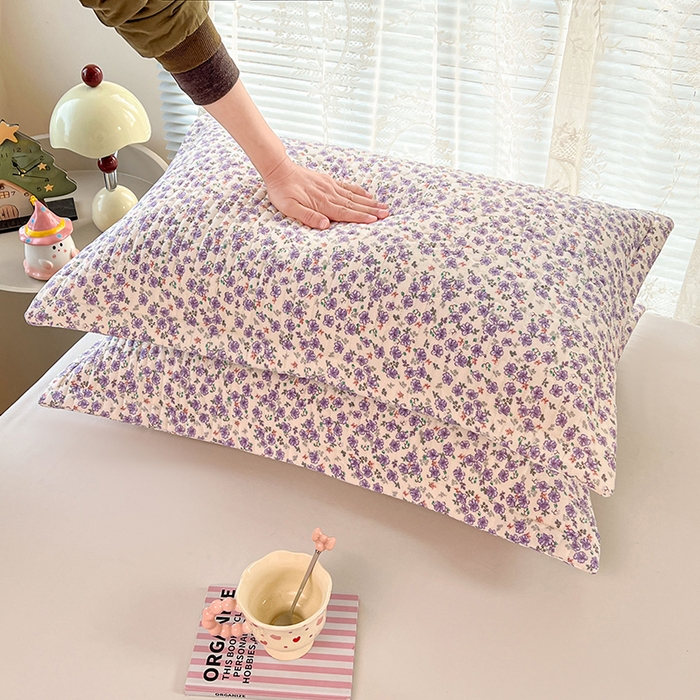 91家纺网 家纺一手货源 找家纺 圣比熊 2025新款A类云朵棉夹棉枕套宿舍单人一只装枕芯内胆套-单人枕套 紫韵星野（压线夹棉）