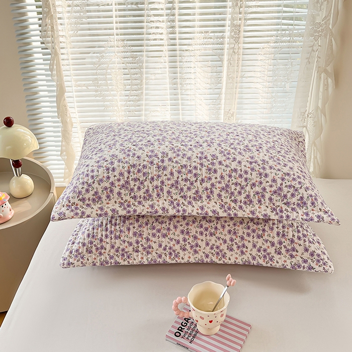 91家纺网 家纺一手货源 找家纺 圣比熊 2025新款A类云朵棉夹棉枕套宿舍单人一只装枕芯内胆套-单人枕套 紫韵星野（压线夹棉）