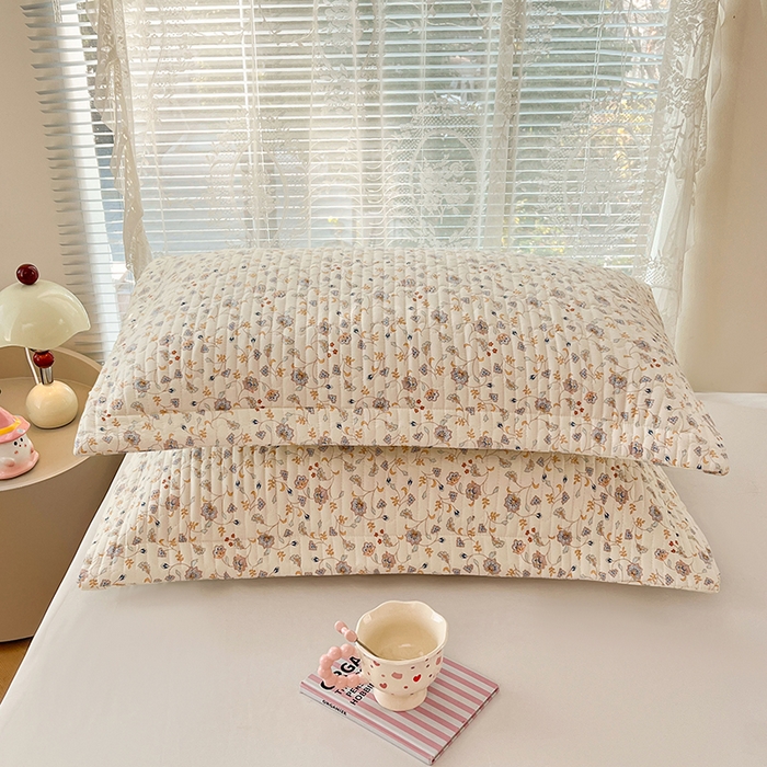 91家纺网 家纺一手货源 找家纺 梦舒羽 2025新款A类云朵棉夹棉枕套宿舍单人一只装枕芯内胆套-单人枕套 花蔓清风（压线夹棉）