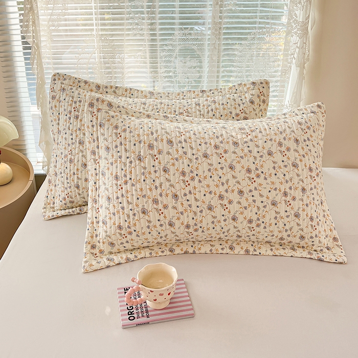 91家纺网 家纺一手货源 找家纺 梦舒羽 2025新款A类云朵棉夹棉枕套宿舍单人一只装枕芯内胆套-单人枕套 花蔓清风（压线夹棉）