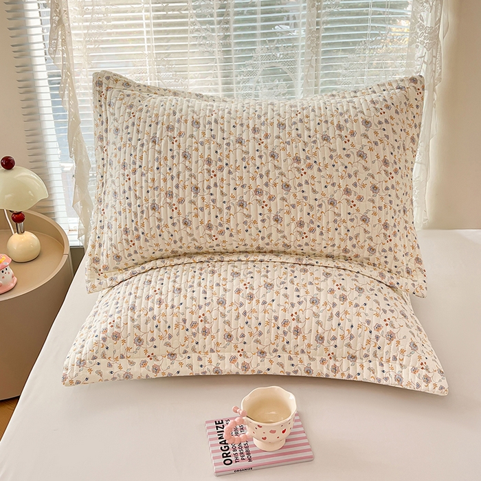 91家纺网 家纺一手货源 找家纺 梦舒羽 2025新款A类云朵棉夹棉枕套宿舍单人一只装枕芯内胆套-单人枕套 花蔓清风（压线夹棉）