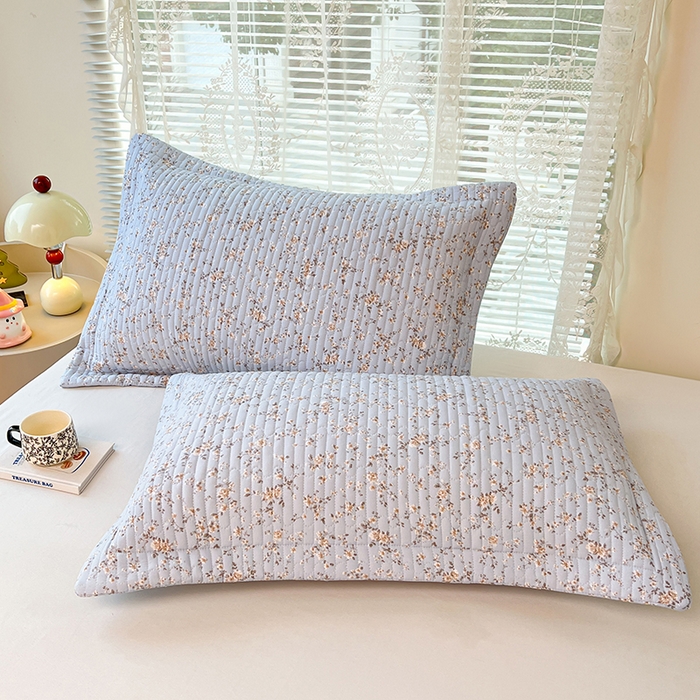 圣比熊 2025新款A类云朵棉夹棉枕套宿舍单人一只装枕芯内胆套-单人枕套 兰亭序-蓝（压线夹棉）