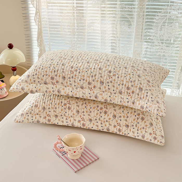 91家纺网 家纺一手货源 找家纺 圣比熊 2025新款A类云朵棉夹棉枕套宿舍单人一只装枕芯内胆套-单人枕套 花蔓清风（压线夹棉）