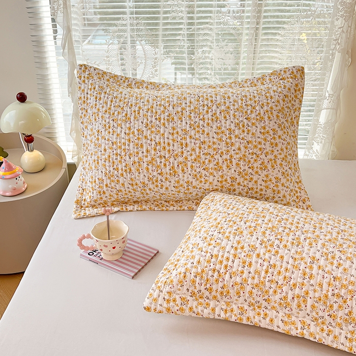 91家纺网 家纺一手货源 找家纺 梦舒羽 2025新款A类云朵棉夹棉枕套宿舍单人一只装枕芯内胆套-单人枕套 春日暖阳（压线夹棉）