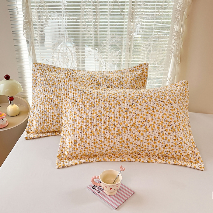 91家纺网 家纺一手货源 找家纺 圣比熊 2025新款A类云朵棉夹棉枕套宿舍单人一只装枕芯内胆套-单人枕套 春日暖阳（压线夹棉）