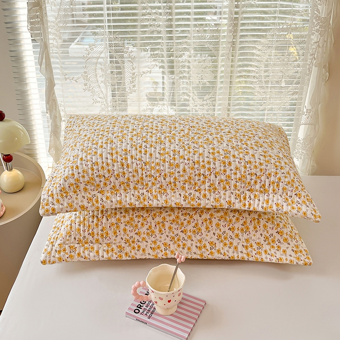 91家纺网 家纺一手货源 找家纺 圣比熊 2025新款A类云朵棉夹棉枕套宿舍单人一只装枕芯内胆套-单人枕套 春日暖阳（压线夹棉）