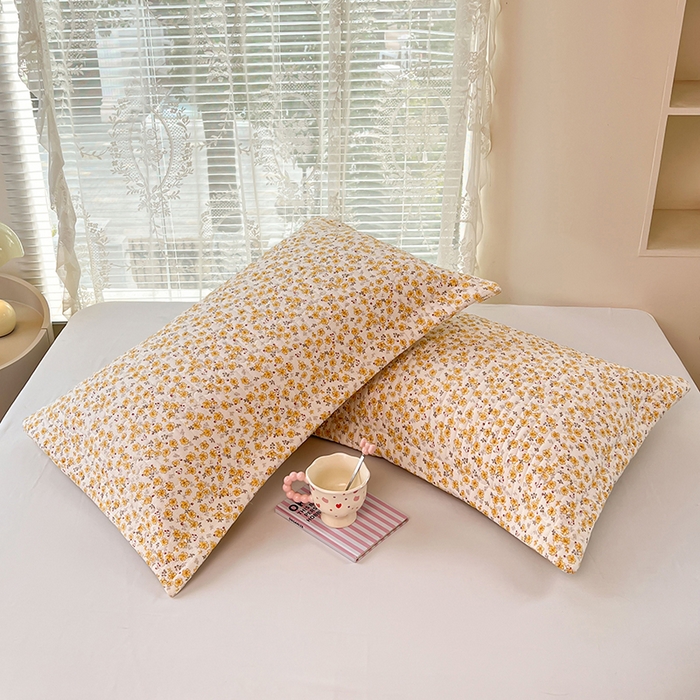 91家纺网 家纺一手货源 找家纺 圣比熊 2025新款A类云朵棉夹棉枕套宿舍单人一只装枕芯内胆套-单人枕套 春日暖阳（压线夹棉）