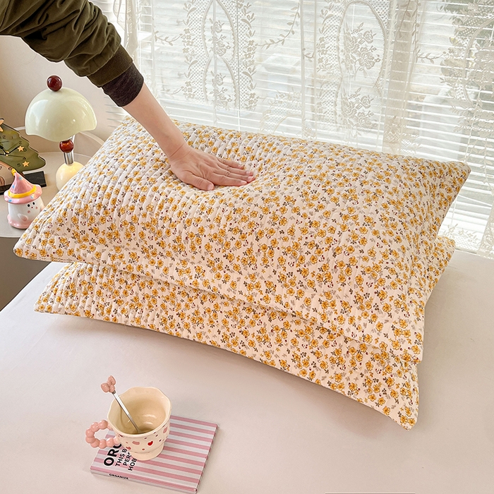 91家纺网 家纺一手货源 找家纺 梦舒羽 2025新款A类云朵棉夹棉枕套宿舍单人一只装枕芯内胆套-单人枕套 春日暖阳（压线夹棉）