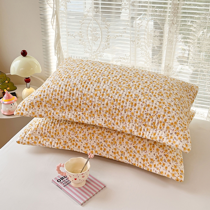 91家纺网 家纺一手货源 找家纺 梦舒羽 2025新款A类云朵棉夹棉枕套宿舍单人一只装枕芯内胆套-单人枕套 春日暖阳（压线夹棉）