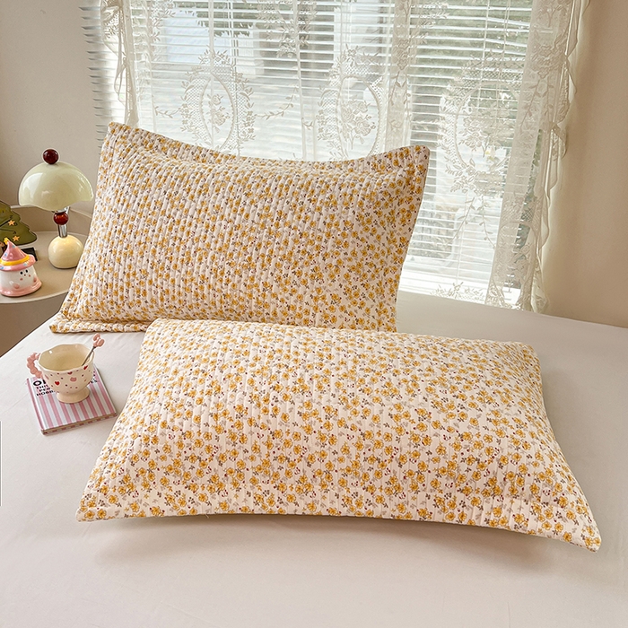 91家纺网 家纺一手货源 找家纺 梦舒羽 2025新款A类云朵棉夹棉枕套宿舍单人一只装枕芯内胆套-单人枕套 春日暖阳（压线夹棉）