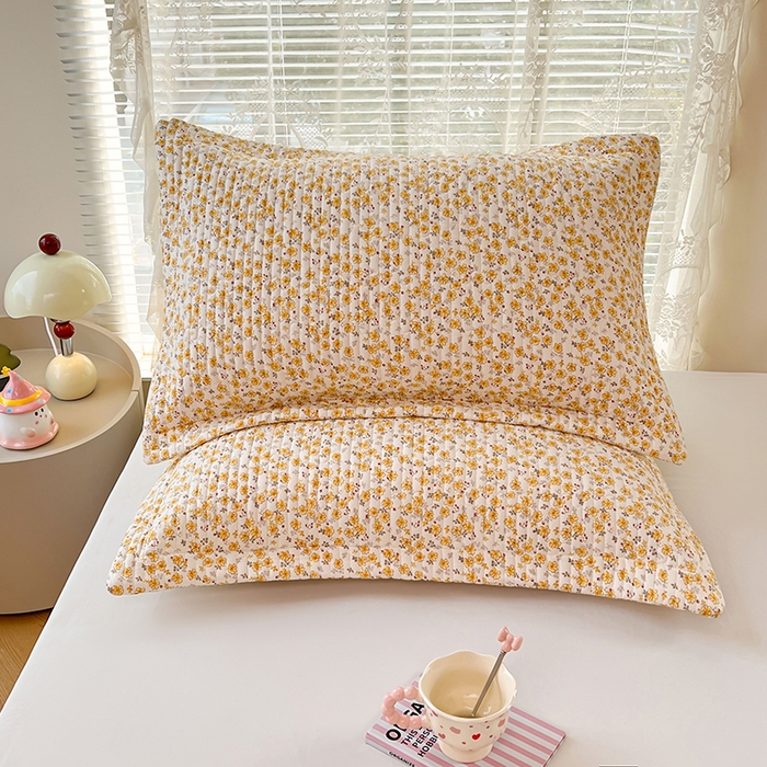 91家纺网 家纺一手货源 找家纺 梦舒羽 2025新款A类云朵棉夹棉枕套宿舍单人一只装枕芯内胆套-单人枕套 春日暖阳（压线夹棉）