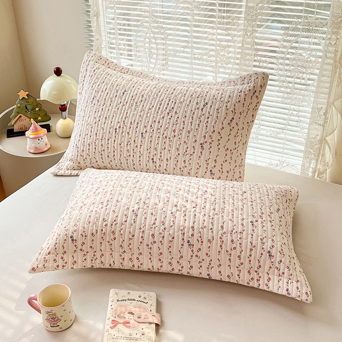梦舒羽 2025新款A类云朵棉夹棉枕套宿舍单人一只装枕芯内胆套-单人枕套 花漾甜心（压线夹棉）